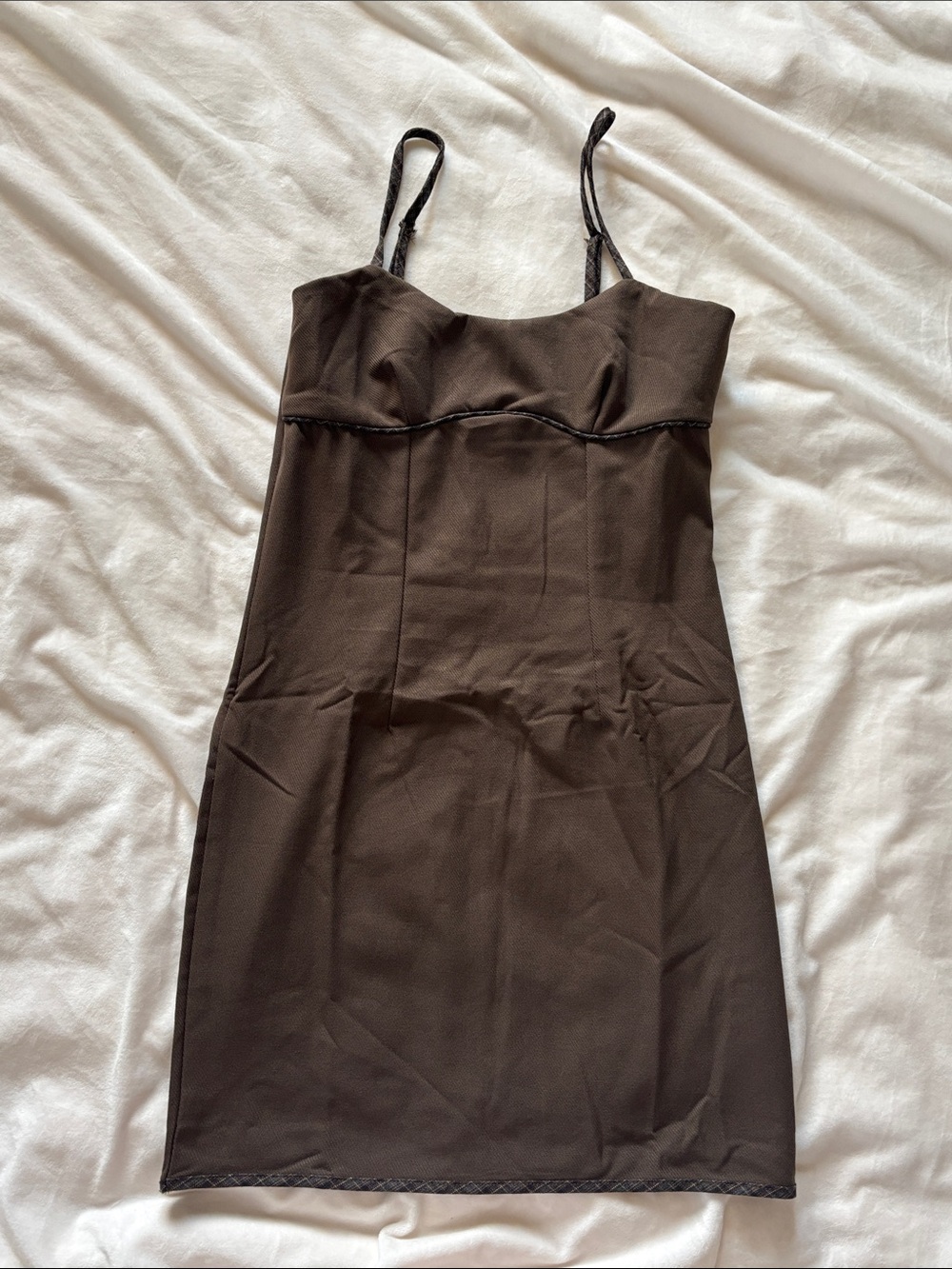 Sleek Brown Spaghetti-Strap Dress